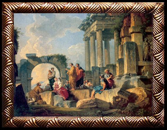 framed  Panini, Giovanni Paolo Ruins with Scene of the Apostle Paul Preaching, ta3152-1